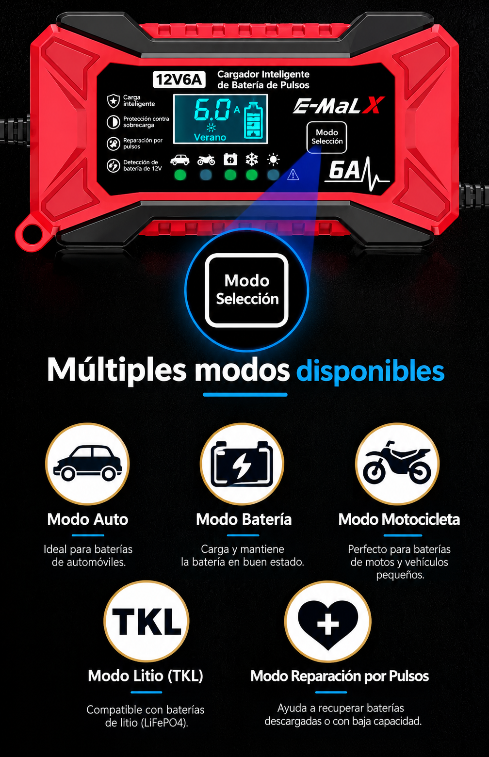 AUTO POWER PRO 12V — Cargador Inteligente de Batería