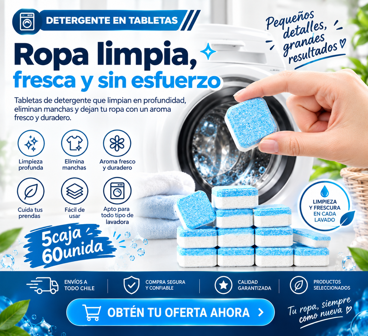 Pack Pastilla Lavadora 5 cajas X60 Unidades